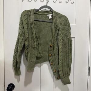 cupcakes & cashmere Sage Green Knit Cardigan
